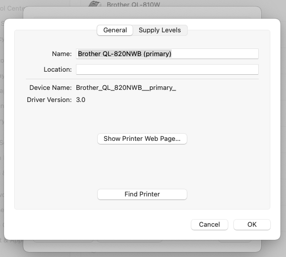 Configure Brother QL-810Wc and QL-820NWBc AirPrint Settings