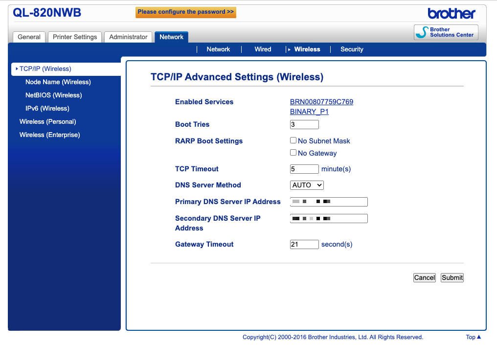 Install and Configure Brother QL-820NWB Printer