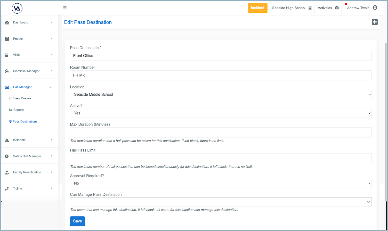 Configure the Hall Manager Feature