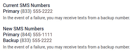 SMS Number Change: May 27, 2026